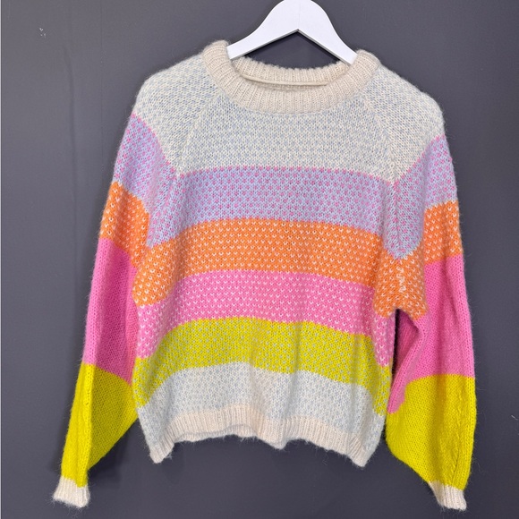 Stitch Fix. Vero moda. Cruz Rainbow stripe crewneck sweater. Size L - Picture 2 of 9